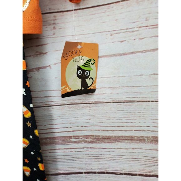 Spooky Night Unicorn Sequin 3 Toddler 2 Piece Kids Orange Shirt Pants Set - Picture 6 of 12